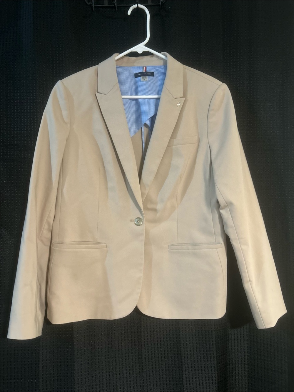 Tommy Hilfiger Women's Beige Single-Button Blazer